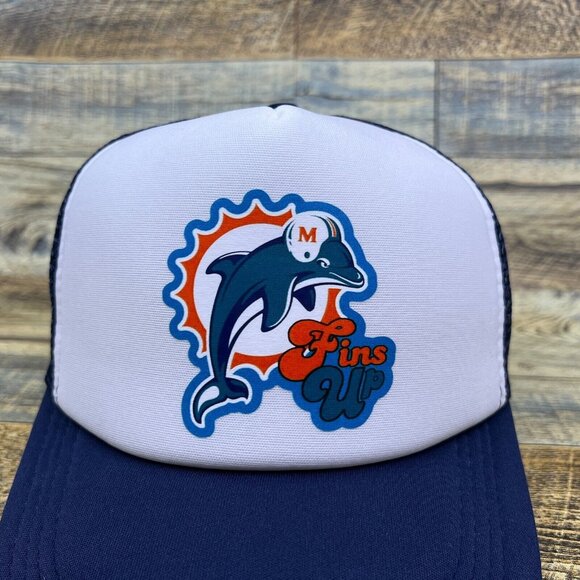 Miami Dolphins Unisex Trucker Hat Navy Fins Up Football Baseball Cap - Picture 2 of 5